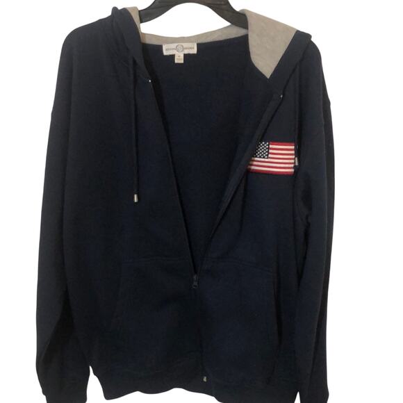 The Bradford Exchange Zip Up Hoodie Med Sweatshirt Flag Bald Eagle USA Skater - Picture 1 of 8